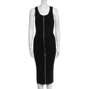 T by Alexander Wang Knit Midi Zip Front Sheath Dress Sz L